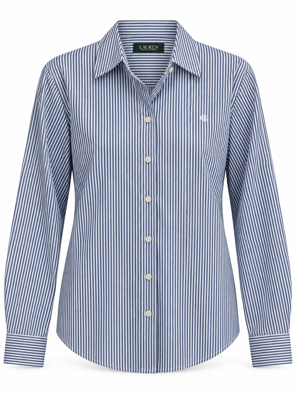 🌺 Lauren Ralph Lauren Jamelko Blue White Striped Button-Down Shirt - Picture 5 of 7